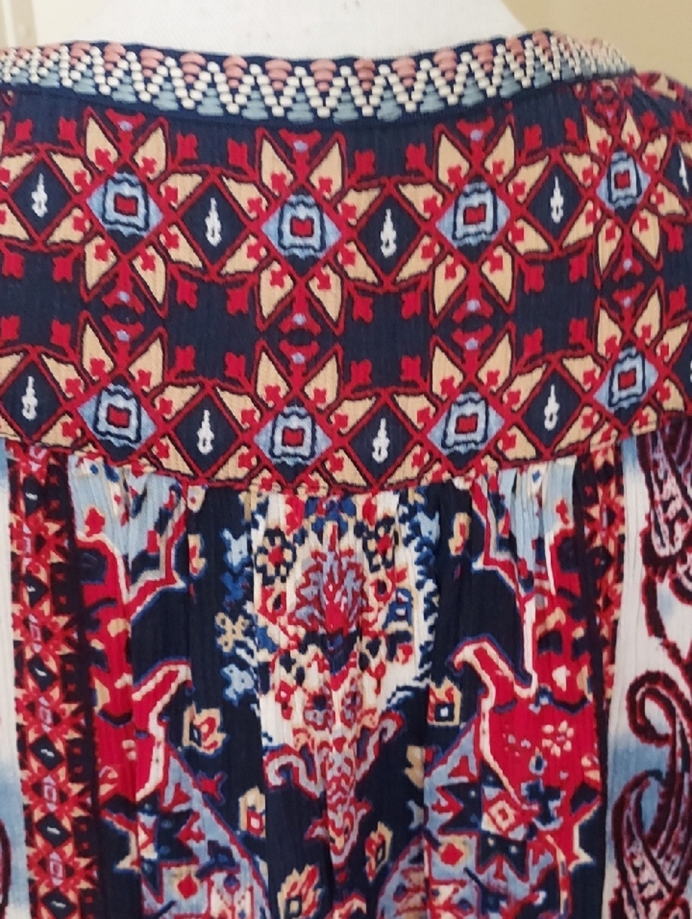 Bila Red and Navy Printed Rayon Top - Picture 6 of 8